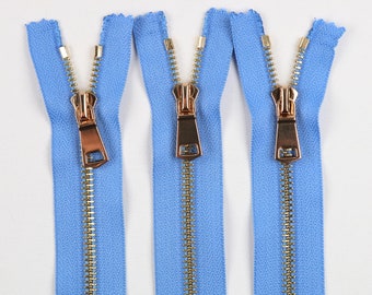 Metal Zipper Tip#5 Blue | 1pack of 5pcs | 6 inch-40 inch Size & 3 Teeth Color | Bag Zipper, Purse Zipper, Fashion Zipper, Bag Making