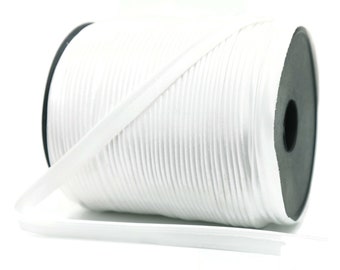 White Satin Piping Trim, Available in 25 Colors, Edge Trim, Cord Trim, Satin Cord, Piping Cord supplies for Pillows, Draperies, etc.