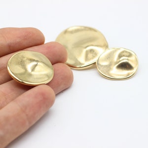 Large Metal Buttons, Wrinkle Button, Gold Plated Buttons, Round Wave, for your Sewing and Crafting Projects Blazer, Jacket, Coat, Sweater image 2