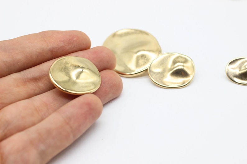 Large Metal Buttons, Wrinkle Button, Gold Plated Buttons, Round Wave, for your Sewing and Crafting Projects Blazer, Jacket, Coat, Sweater image 2