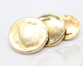 Gold Metal Buttons, beaten flat Metal Buttons, Flat Buttons, for your Sewing and Crafting Projects (Blazer, Jacket, Coat, Sweater)