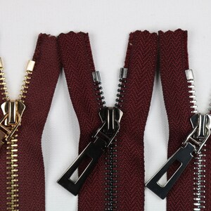 Metal Zipper Tip5 Bordeux 1pack of 5pcs 6 inch-40 inch Size & 3 Teeth Color Bag Zipper, Purse Zipper, Fashion Zipper, Bag Making zdjęcie 1