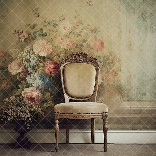 Digital Backdrop - Vintage Chair with Florals