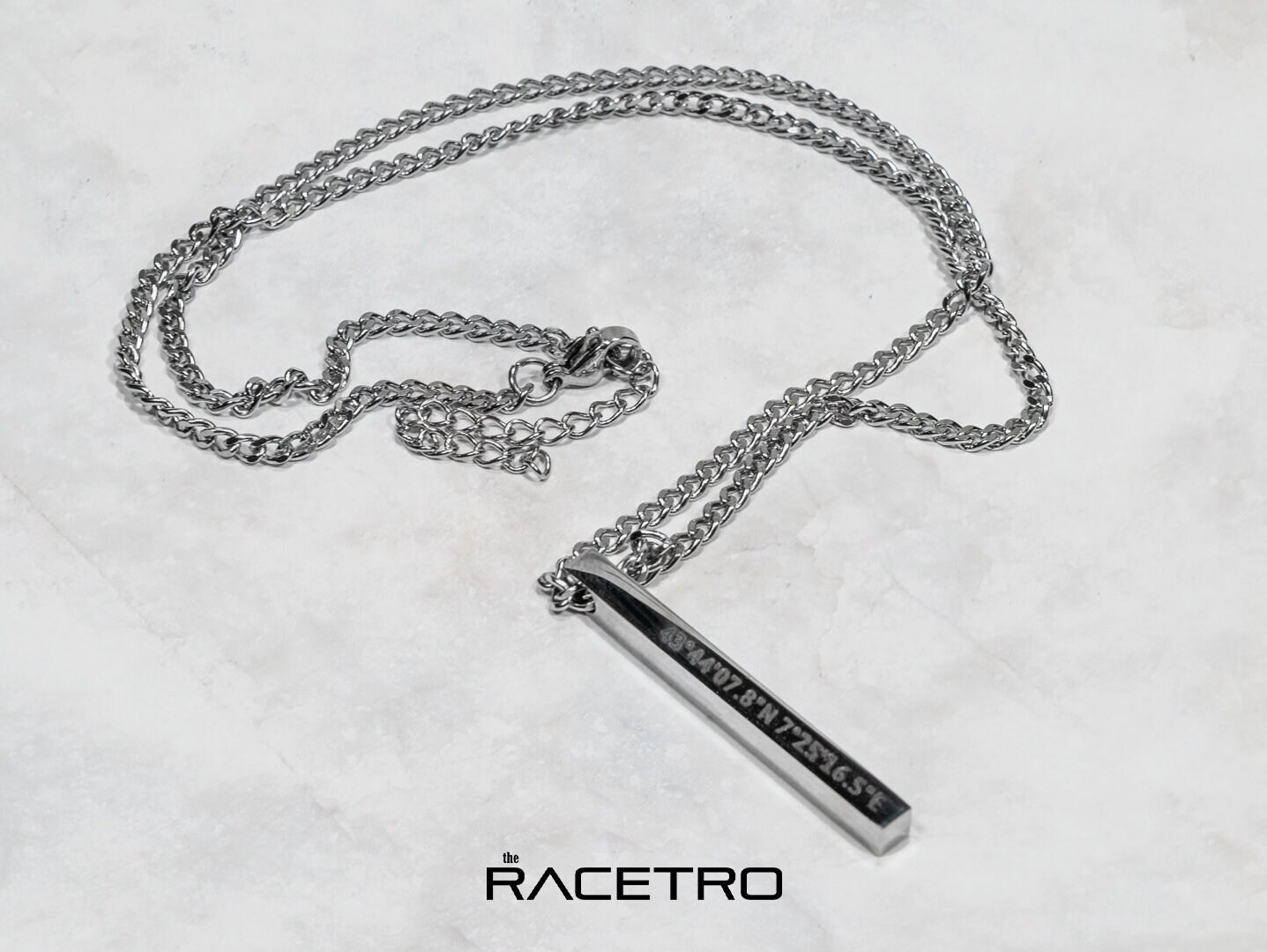 Daytona Necklace With Coordinates the Racetro Engraved Etsy