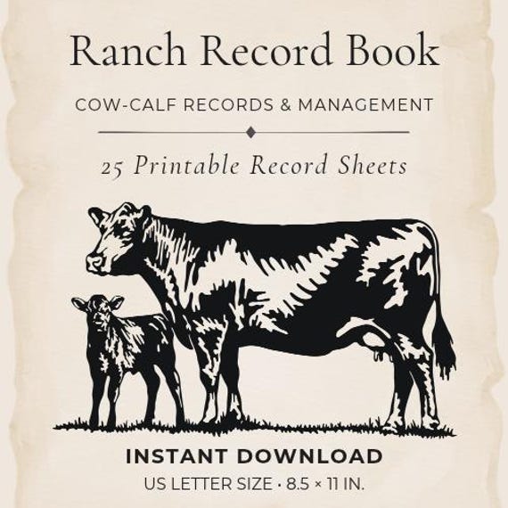 Ranch Record Book | Cattle Records & Cow Calf Management | Printable Ranch Planner