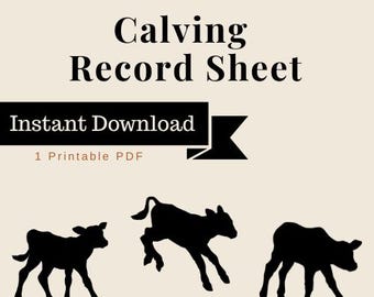 Calving Record Sheet Printable | Cattle Log Book (PDF Download)