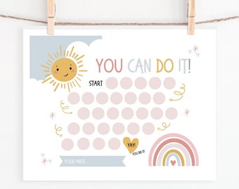 Rainbow Reward Chart for Kids, Boho Rainbow and Sun Design, Motivational Behavior Tracker, Best-Selling Kids' Reward Chart