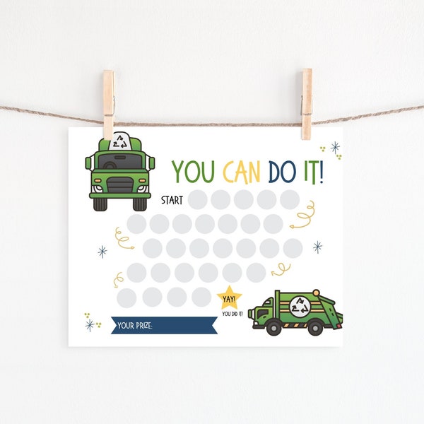 Reward Chart for kids, Printable Garbage Truck Behavior Chart, Daily Chore Chart, Kids Routine Sticker Chart, Toddler Reward Chart