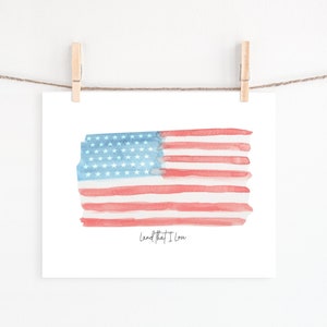 4th of July Printable, National Anthem, Watercolor Flag, Patriotic Decor, Independence Day, Memorial Day, Patriotic Printable