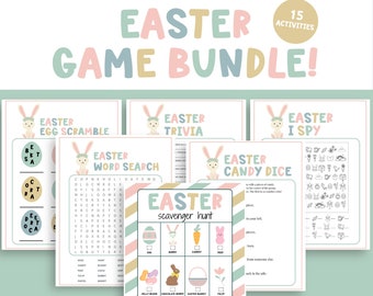Printable Easter Party Games, Easter Scavenger Hunt, Easter Games for Family and Friends, Easter Activities for Kids, Easter Trivia