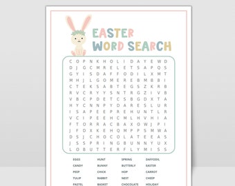 Búsqueda de palabras de Pascua, Juego de Pascua imprimible, Búsqueda de palabras de Pascua imprimible, Búsqueda de palabras de Pascua para niños y adultos