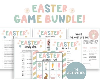 Printable Easter Party Games, Easter Scavenger Hunt, Easter Games for Family and Friends, Easter Activities for Kids, Easter Trivia