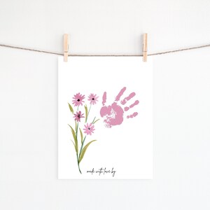 Printable Handprint Art for Kids, Flower Handprint Craft, Preschool Handprint Craft Printable, Mother&#39;s Day Handprint Gift Art
