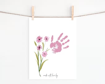 Printable Handprint Art for Kids, Flower Handprint Craft, Preschool Handprint Craft Printable, Mother's Day Handprint Gift Art
