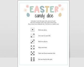 Easter Candy Dice Game, Easter Game Printable, Easter Activity, Teen Easter Party Game, Easter Group Game, Church Social Game
