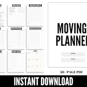 Printable Moving Planner - 50+ Pages - Checklists, Budget, Quotes, Cleaning, Address, Box Labels - Organize Your Move with Ease!