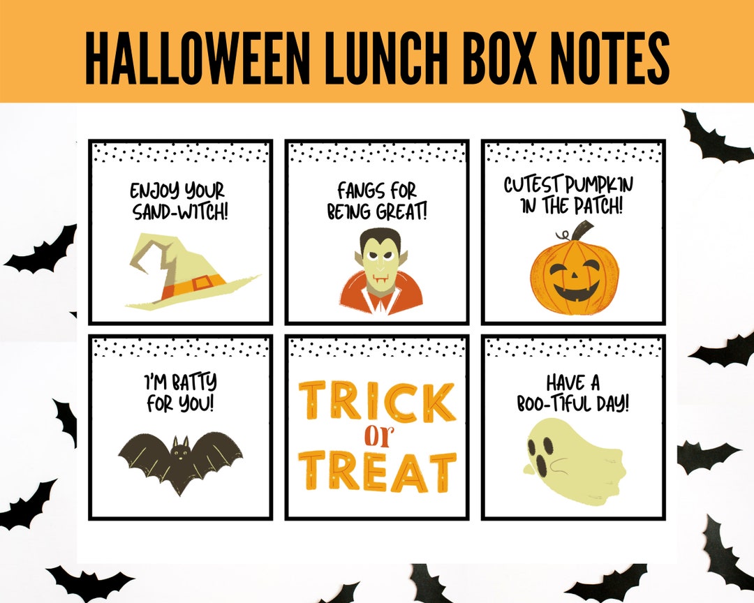 Halloween Lunch Box Notes for Kids, Lunchbox Notes, Lunchbox Note