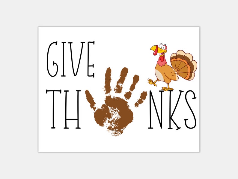 Printable Thanksgiving Give Thanks Turkey Handprint Craft for Preschool