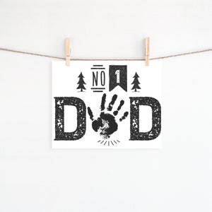 Father&#39;s Day Handprint Keepsake, Father&#39;s Day Handprint Art, Keepsake for Dad, Number 1 Dad Handprint Art, Preschool Handprint Craft