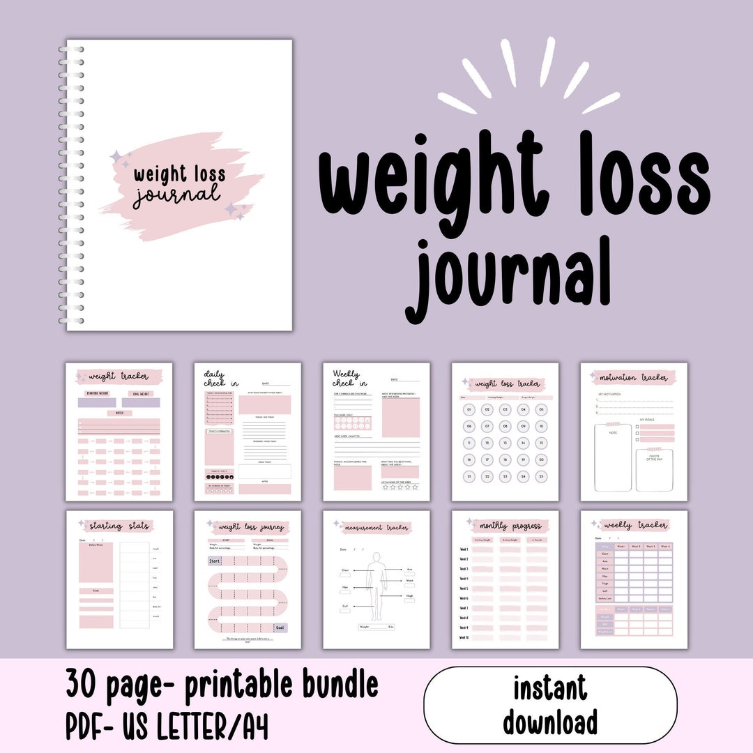 Printable Weight Loss Tracker Journal, Weight Loss Progress, Meal Planning, Fitness Goals, Motivation and Accountability, Health & Wellness - Etsy printable-weight-loss-tracker-journal-weight-loss-progress-meal-planning-fitness-goals-motivation-and-accountability-health-wellness-etsy
