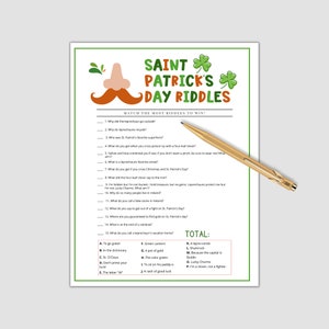 St Patrick's Day Riddle Game for Kids, Printable St Paddy's Day Party ...
