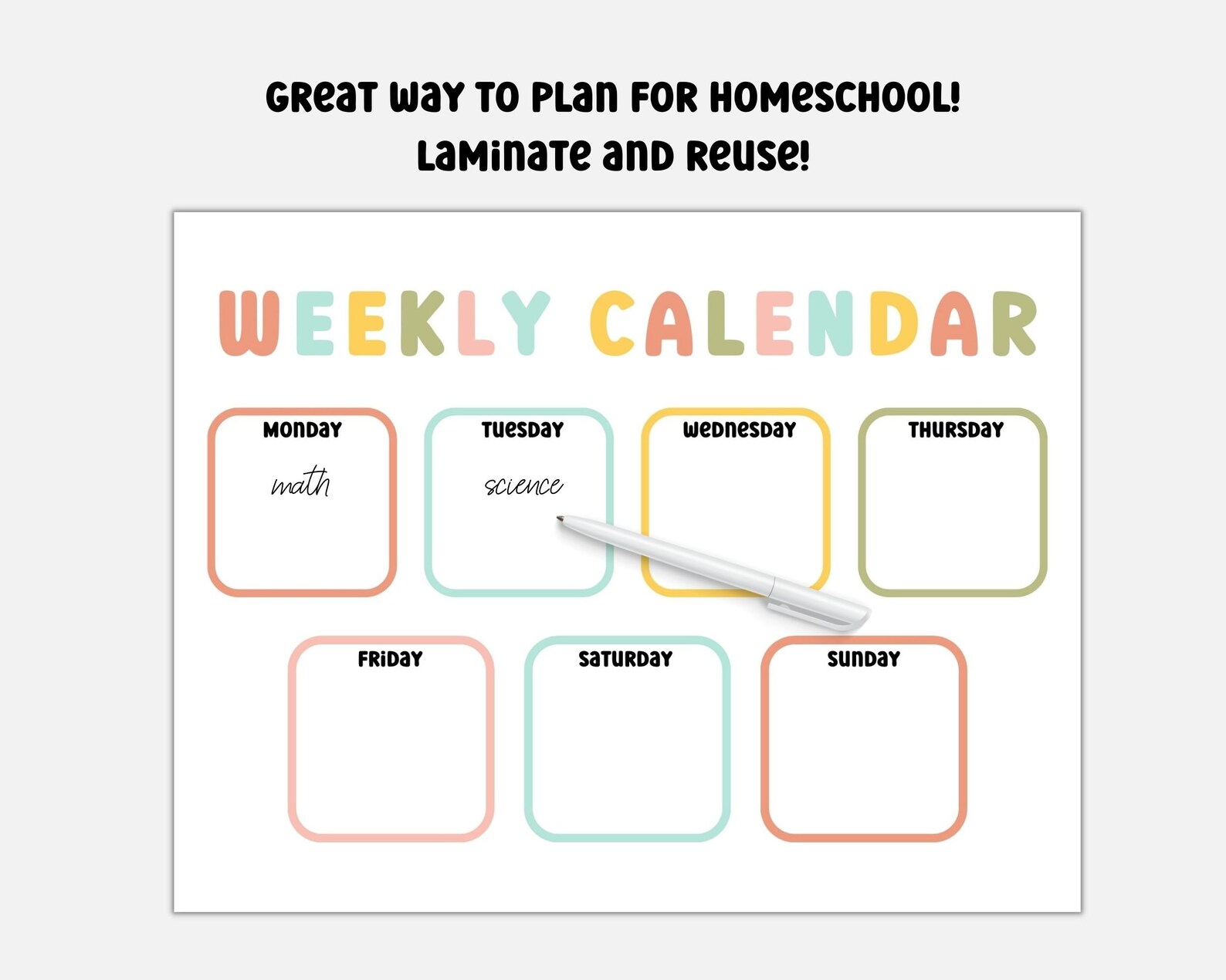 Weekly Calendar for Kids Preschool Printable Printable - Etsy