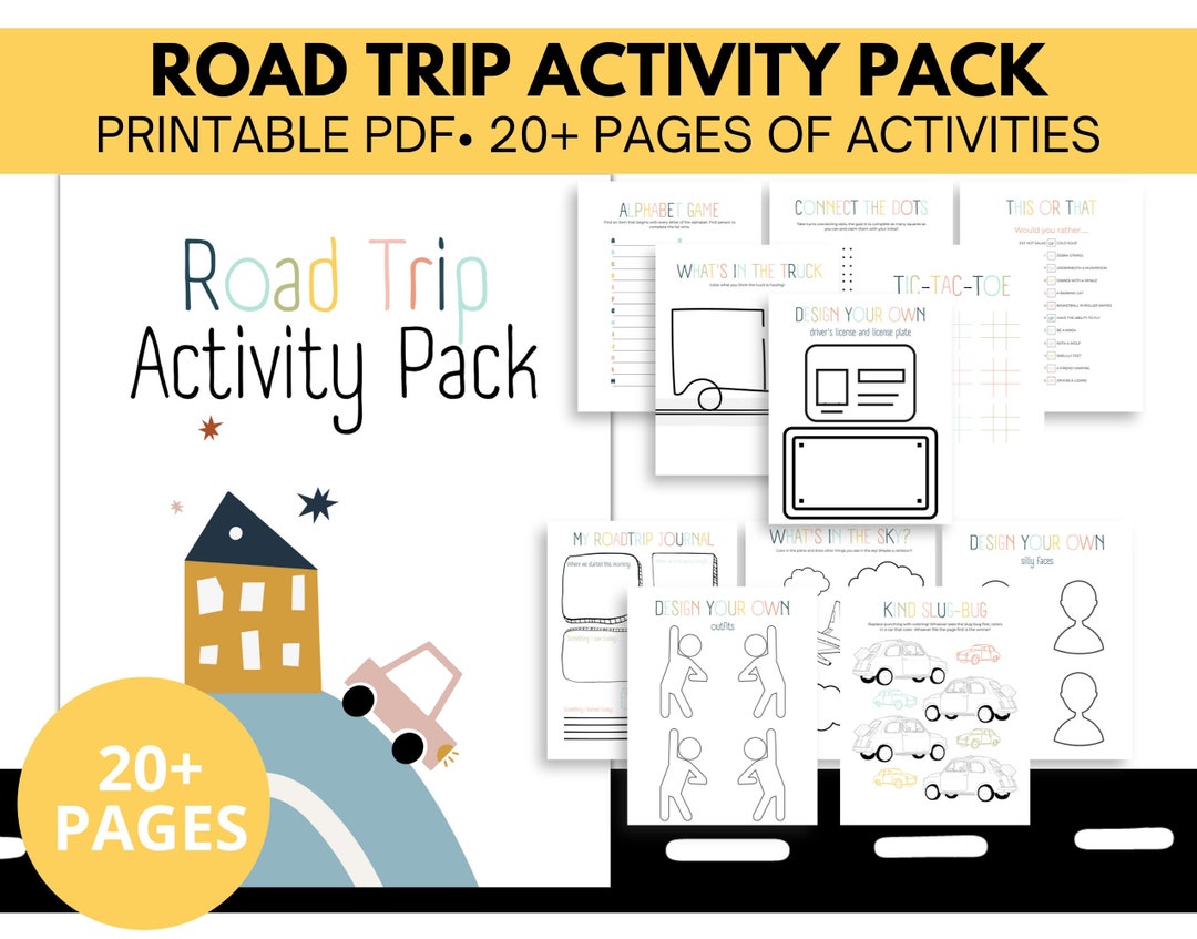 Road Trip Activity Pack, Printable Travel Games for Kids, Kids Travel ...