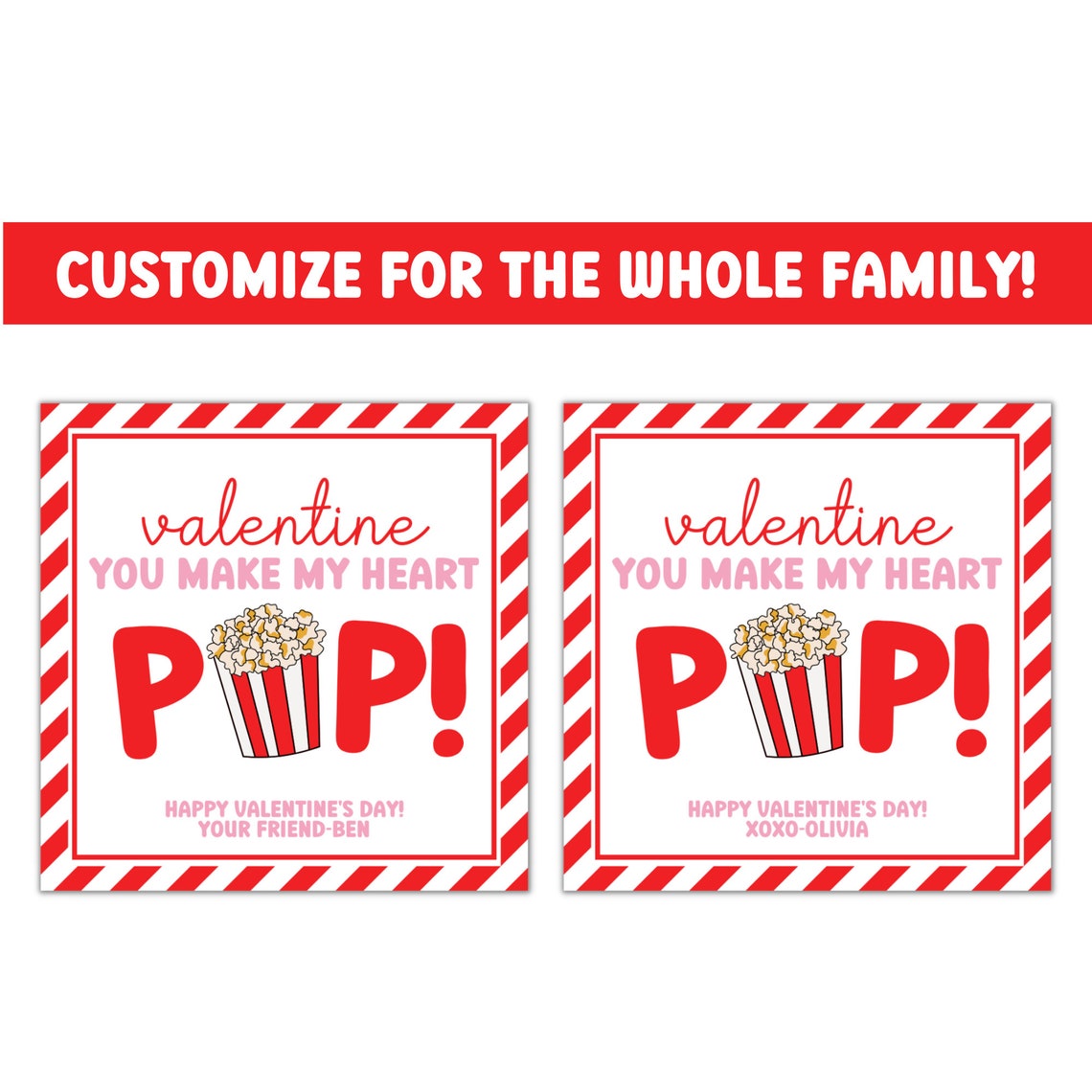 Printable Popcorn Valentines Popcorn Valentine Tags Popcorn - Etsy