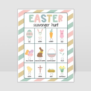 Printable Easter Scavenger Hunt for Kids, Easter Egg Hunt, Easter Party Game for Family, Easter Basket Game