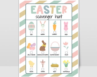 Printable Easter Scavenger Hunt for Kids, Easter Egg Hunt, Easter Party Game for Family, Easter Basket Game