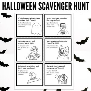 Halloween Scavenger Hunt Printable, Indoor Halloween Scavenger Hunt Clues, Halloween Scavenger Hunt for Kids Halloween Activity
