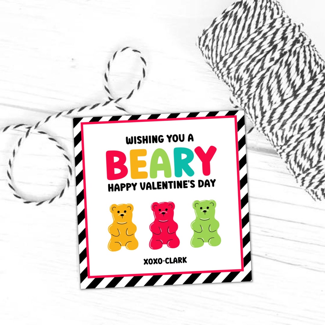 Printable Valentines Day Cards for Kids, Valentine Tags, Gummy Bear ...