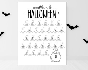 Printable Halloween Countdown, INSTANT DOWNLOAD, Printable Halloween Countdown Calendar for Kids, Halloween Advent Calendar, Print at Home