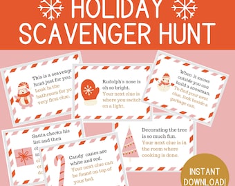 Indoor Christmas Treasure Hunt丨Christmas Scavenger Hunt Cards丨Christmas Scavenger Hunt Riddles丨Christmas Treasure Hunt Clues