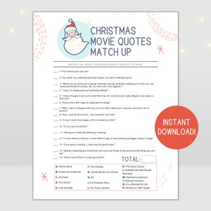 Christmas Movie Quotes Trivia Game, Christmas Party Printable Game, Office Party Game, Fun Holiday Games for Kids, Tween, Teens & Adults
