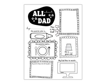 Father's Day Questionnaire Printable, All About Dad Printable, Printable Fathers Day Craft, All About My Dad Fill in the Blank