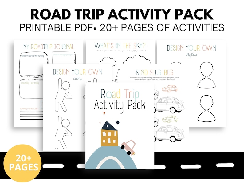 Road Trip Activity Pack, Printable Travel Games for Kids, Kids Travel ...