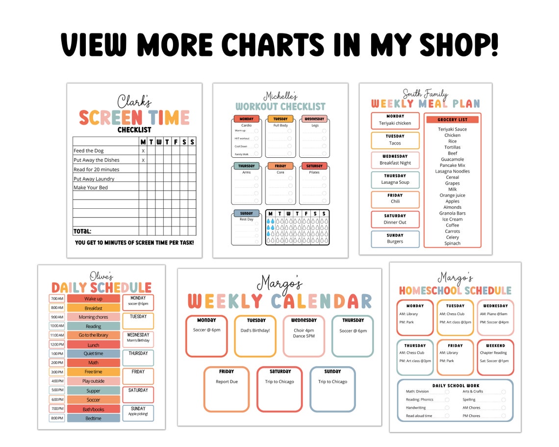 Weekly Calendar for Kids Preschool Printable Printable - Etsy