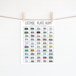 Road Trip License Plate Game- Kids Activity- Digital Download- Printable-Instant download- For kids- Road Trip Activity