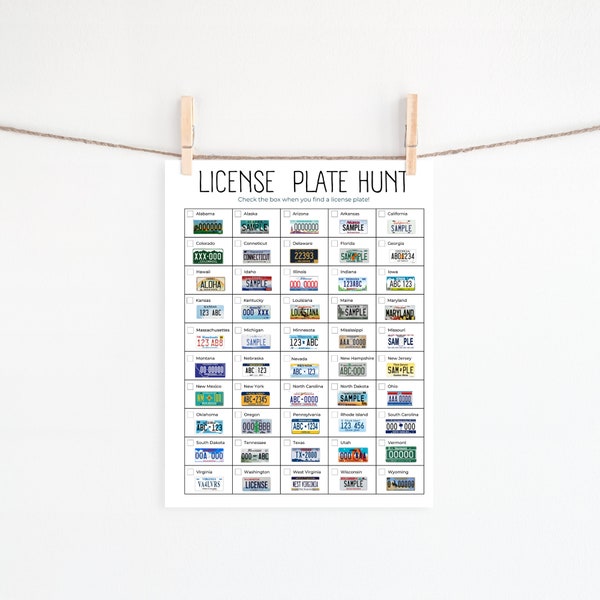 License Plate Games Printable for Road Trips Road Trip Activity - Etsy