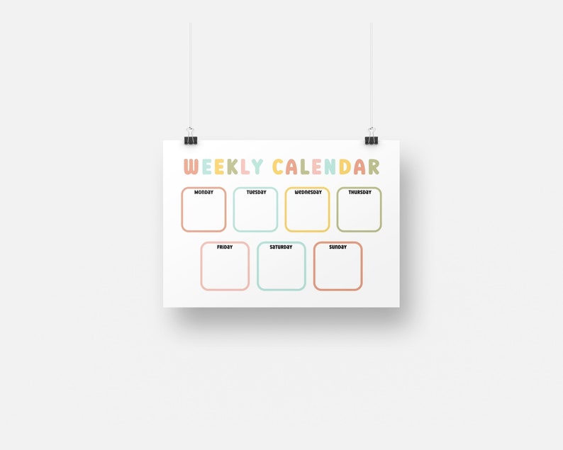 Weekly Calendar for Kids Preschool Printable Printable - Etsy