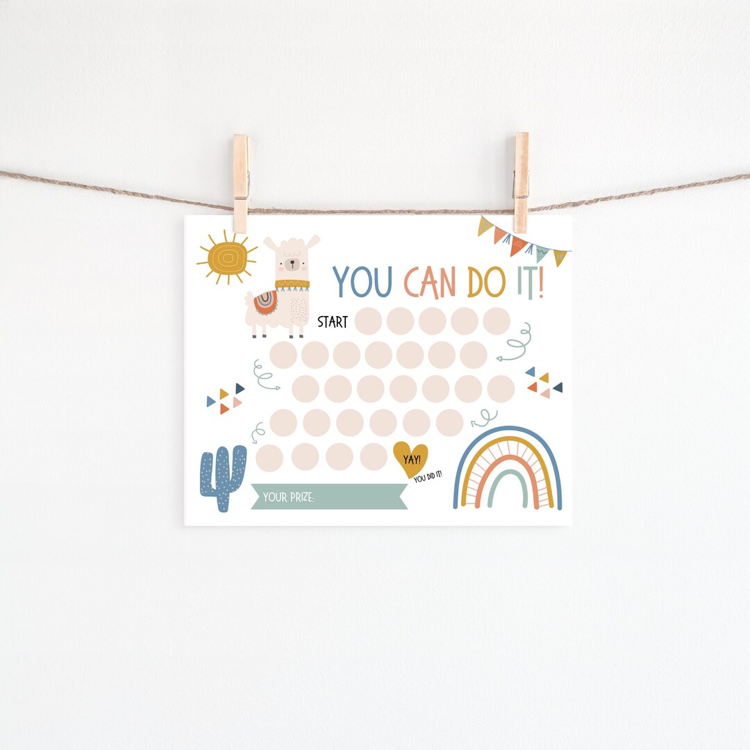 Reward Chart for Kids. Printable Rainbow Llama Behavior Chart, Daily ...