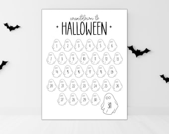 Printable Halloween Countdown, INSTANT DOWNLOAD, Printable Halloween Countdown Calendar for Kids, Halloween Advent Calendar, Print at Home