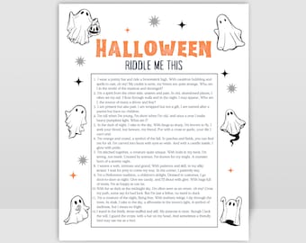 Halloween Adivina esto, Juego de preguntas de Halloween, Juego de fiesta de Halloween, Juego de Halloween para niños - PDF imprimible