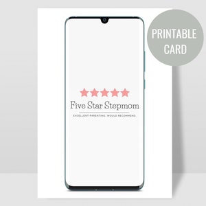 Funny Card for Stepmom, Instant Download Mother&#39;s Day Card, Five Star Stepmom, Card for Stepmom, Birthday Card for Stepmom