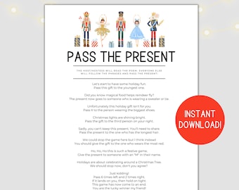 Pass the Gift Game Poem, Pass the Present Game, Pass the Parcel Game, Christmas Party Game, Christmas Group Game Printable, Instant Download