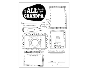 Father's Day Questionnaire Printable, All About Grandpa Fill In Template, DIY Gift for Grandpa, All About My Grandpa Fill in the Blank