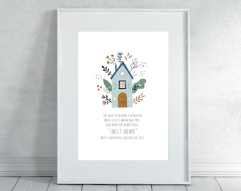 Printable Mother's Day Gift, Mom Quote, Gift for Mom, The Heart of the Home is a Mother, Gift for Mother, Mother's day
