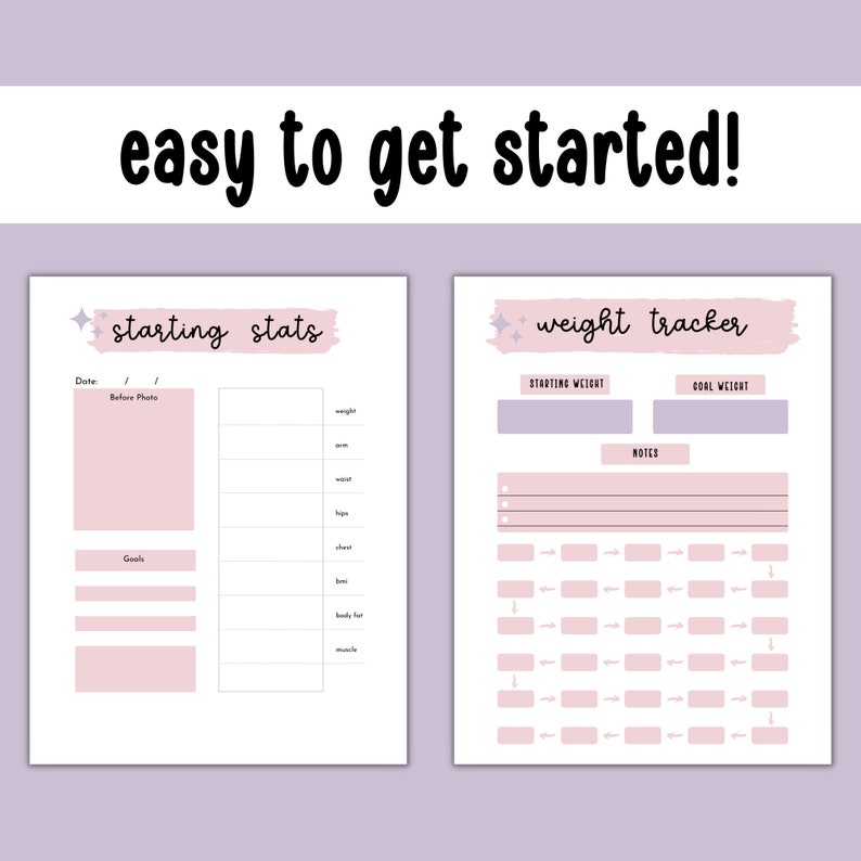 Printable Weight Loss Tracker Journal, Weight Loss Progress, Meal