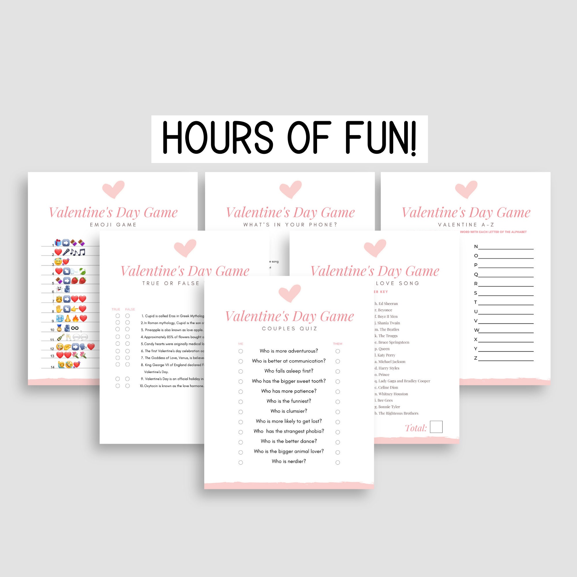 Valentines Day Printable Games, Valentine's Day Game Bundle, Valentines ...
